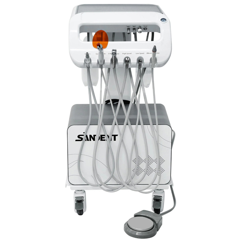 AZ-AP302D Mobile Dental Delivery Cart Unit with Compressor, Scaler Handpiece & Curing Light
